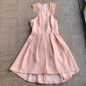 BCBGeneration Blush Pink Lace Cut Out Short Dress